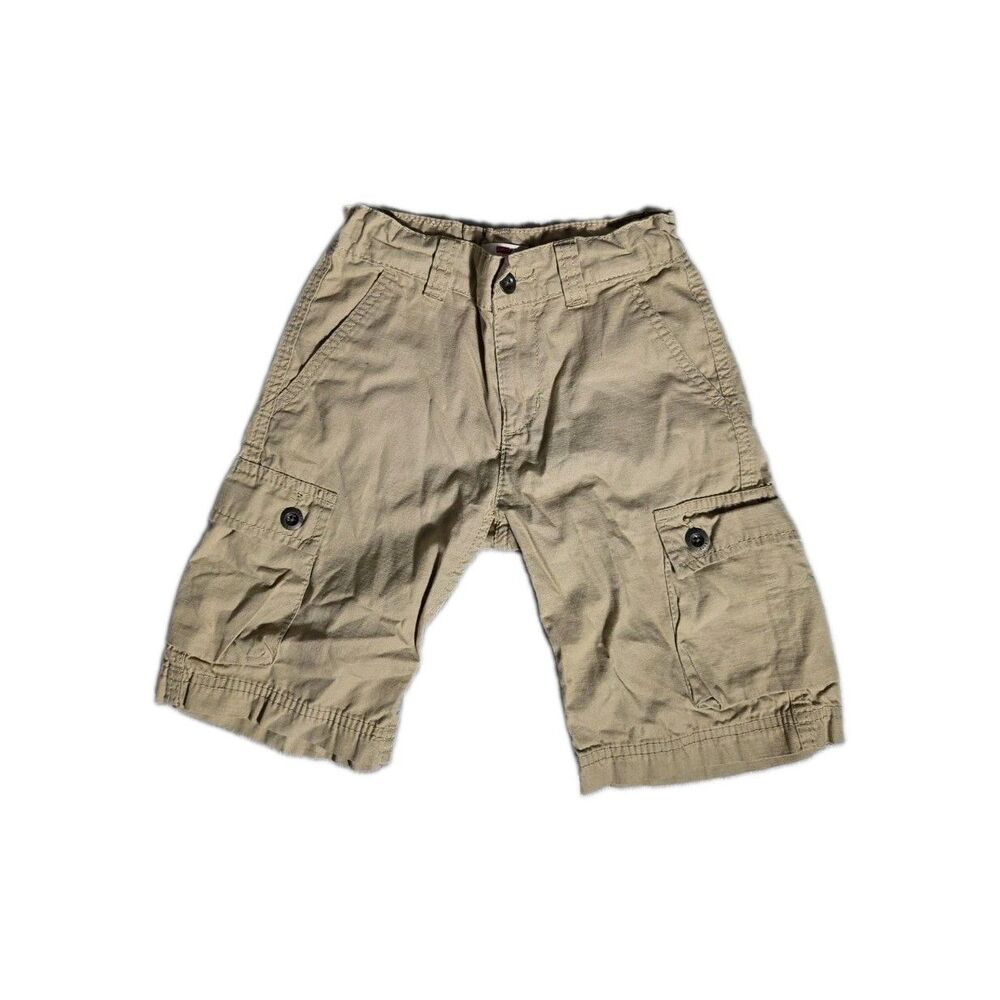 Levi’s Boys Khaki Tan Cargo Shorts 100% Cotton Adjustable Waist Size 7 EUC